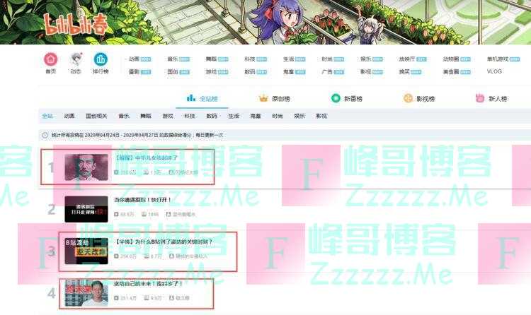 渡劫中的B站大改观，排名靠前视频满满的正三观