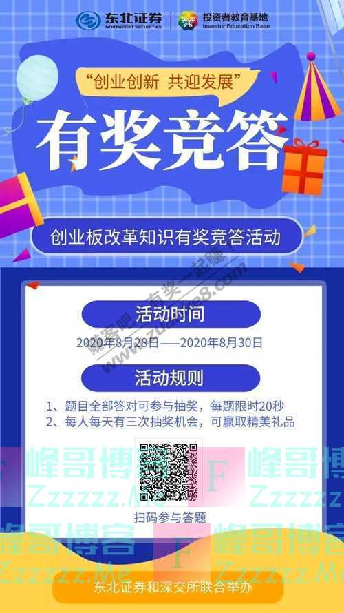 东北证券金融世界“创业创新 共迎发展”创业板改革知识竞答（8月30日截止）