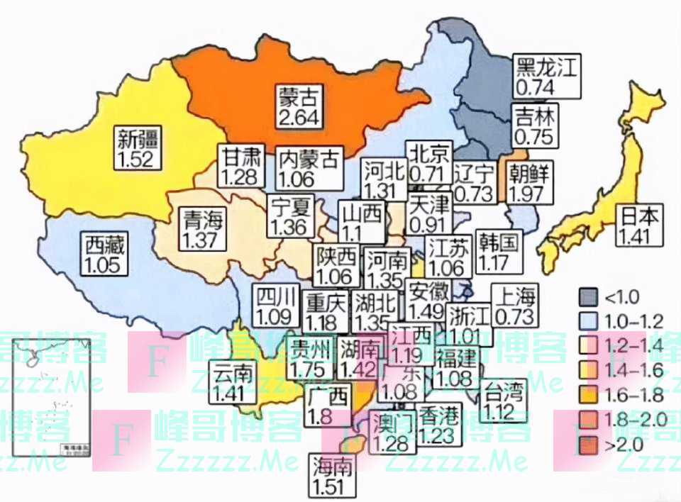 越来越低！一图看清东亚各国、中国各省人口出生率