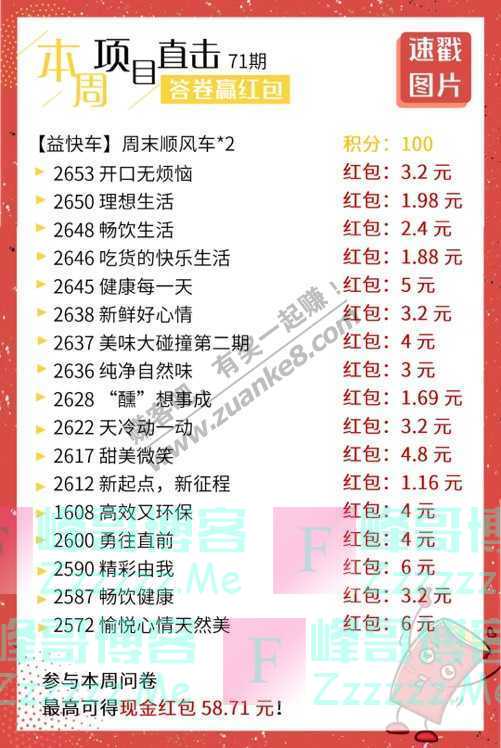 益起答益起赚丨红包58.71元，已被你锁定！（截止不详）