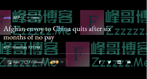 阿富汗驻华大使自行宣布“辞职”！
