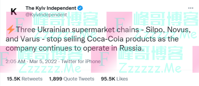 乌克兰国内发起了大规模的“抵制可口可乐”运动