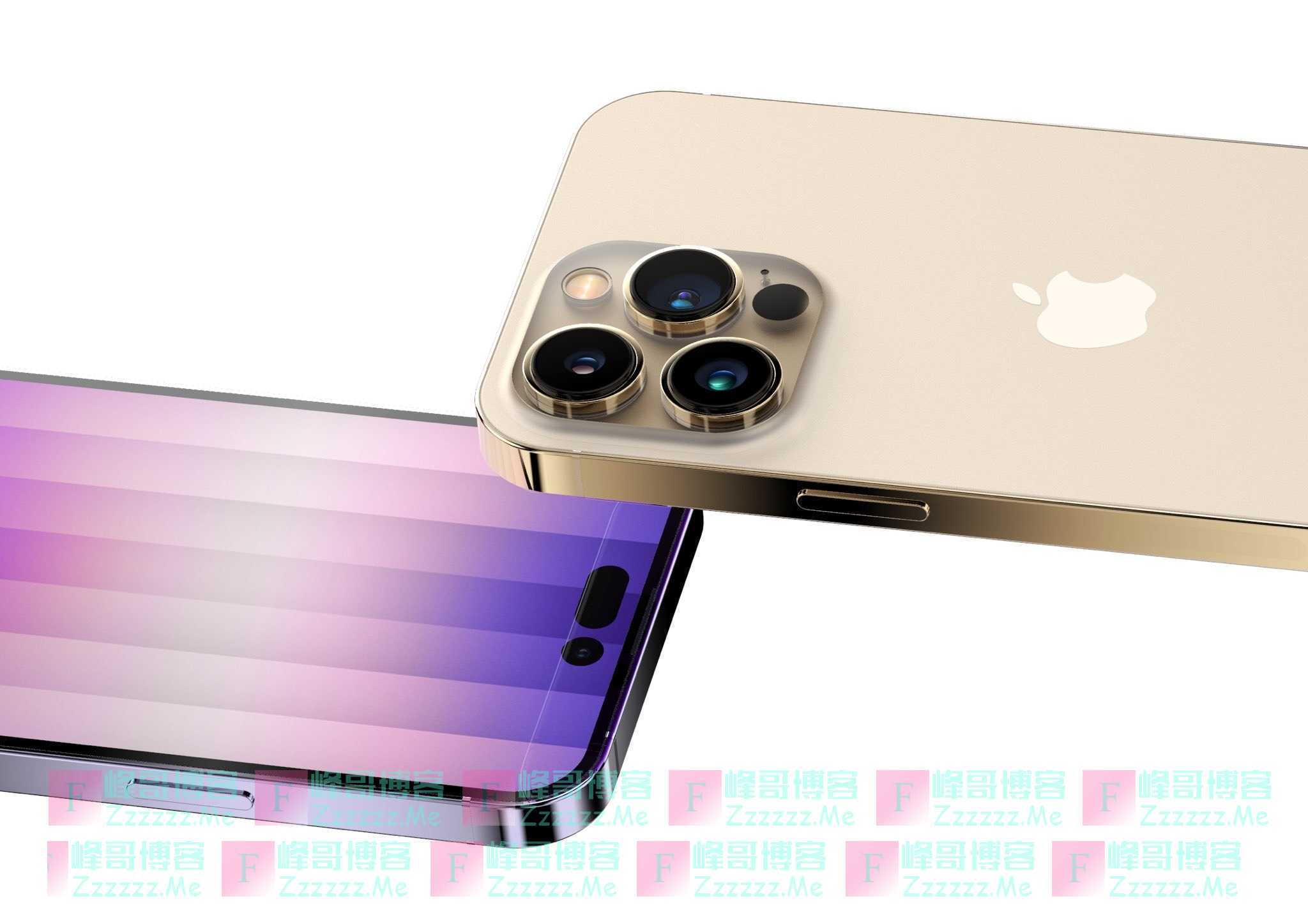 iPhone 14 Pro金色版渲染图曝光 “感叹号”屏设计最具辨识度