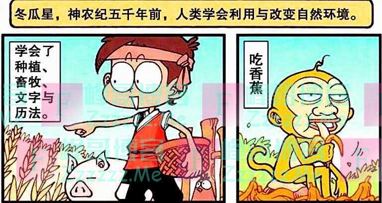 一万年的时间，阿星掌握了各种生活技能，奋豆却只学会了烤香蕉