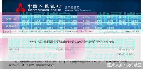 12月LPR报价出炉：1年期为3.65%，5年期以上4.3%