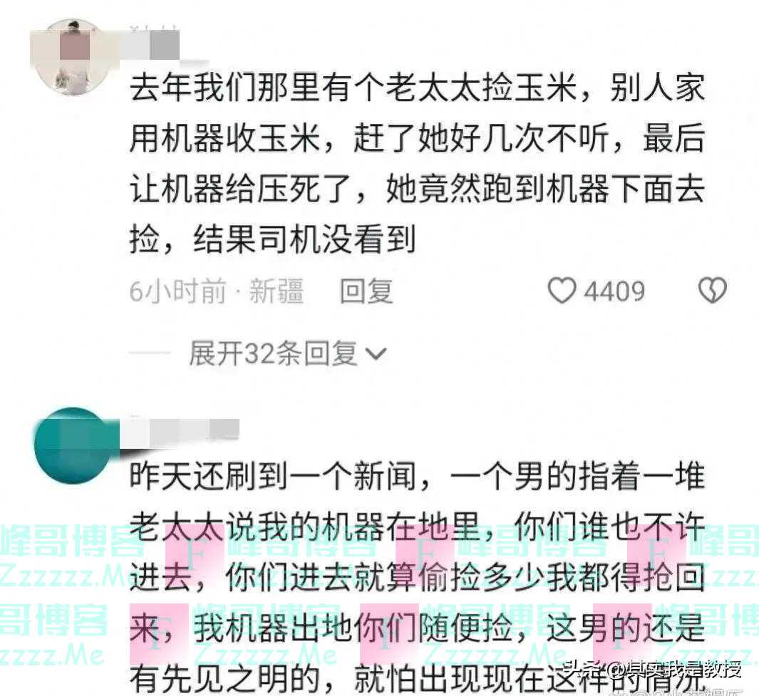 河南一老人捡花生被卷入收割机:老人被打成肉沫,司机或将坐牢!